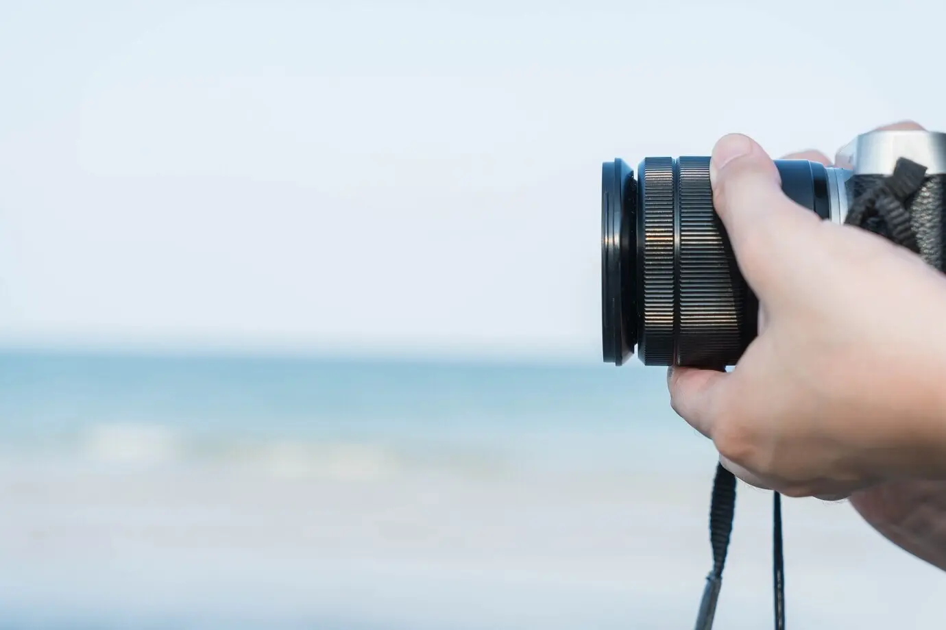 Close-up of taking a picture with a camera.